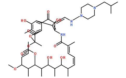 (8E,24E)-5,6,17,19-四羟基-23-甲氧基-2,4,12,16,18,20,22-七甲基-8-({[4-(2-甲基丙基)哌嗪-1-基]氨基}甲亚基)-1,9,11-三羰基-1,2,8,9-四氢-2,7-(环氧十五碳[1,11,13]三烯桥亚氨基)萘并[2,1-b]呋喃-21-基乙酸酯