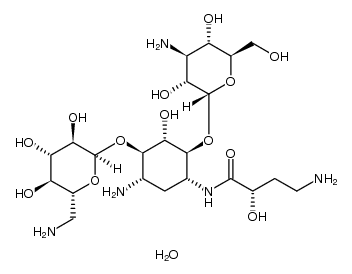 D-​Streptamine, O-​3-​amino-​3-​deoxy-​α-​D-​glucopyranosyl-​(1→6)​-​O-​[6-​amino-​6-​deoxy-​α-​D-​glucopyranosyl-​(1→4)​]​-​N1-​[(2S)​-​4-​amino-​2-​hydroxy-​1-​oxobutyl]​-​2-​deoxy-​, hydrate