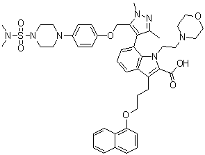 7-[5-[[4-[4-[(二甲基氨基)磺酰基]-1-哌嗪基]苯氧基]甲基]-1,3-二甲基-1H-吡唑-4-基]-1-[2-(4-吗啉基)乙基]-3-[3-(1-萘基氧基)丙基]-1H-吲哚-2-羧酸