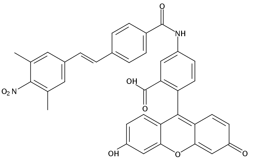 4-[4-(3,5-二甲基-4-硝基苯乙烯基)苯甲酰氨基]荧光素一水合物