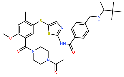 N-(5-((5-(4-乙酰基哌嗪-1-甲酰基)-4-甲氧基-2-甲基苯基)硫基)噻唑-2-基)-4-(((3,3-二甲基丁烷-2-基)氨基)甲基)苯甲酰胺