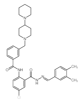 5-chloro-N-[(E)-(3,4-dimethylphenyl)methylideneamino]-2-[[3-[(4-piperidin-1-ylpiperidin-1-yl)methyl]benzoyl]amino]benzamide