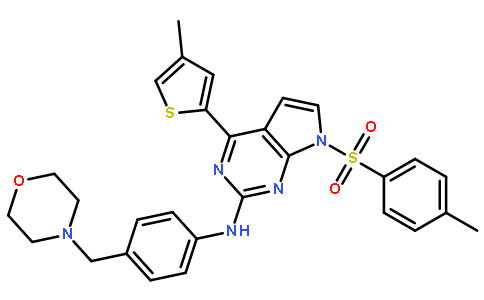 4-(4-甲基噻吩-2-基)-n-(4-(吗啉甲基)苯基)-7-甲苯磺酰-7h-吡咯并[2,3-d]嘧啶-2-胺