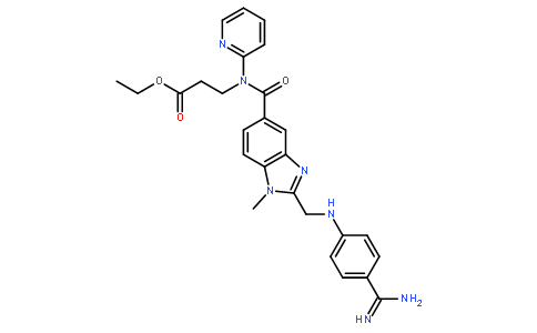 N-[[2-[[[(4-(氨基亚胺甲基)苯基]胺基]甲基]-1甲基-1H-5-苯并咪唑]羰基]N-2-吡啶基-b-丙氨酸乙酯