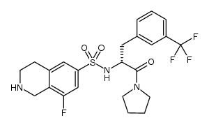 6-​Isoquinolinesulfonam​ide, 8-​fluoro-​1,​2,​3,​4-​tetrahydro-​N-​[(1R)​-​2-​oxo-​2-​(1-​pyrrolidinyl)​-​1-​[[3-​(trifluoromethyl)​phenyl]​methyl]​ethyl]​-