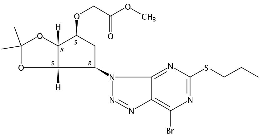 2-(((3aR,4S,6R,6aS)-6-(7-溴-5-丙硫基-3H-1,2,3-三唑[4,5-d]嘧啶-3-基)四氢-2,2-二甲基-4H-环戊烯并-1,3-二氧杂环戊烷-4-基)氧)乙酸甲酯
