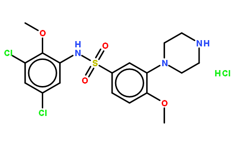 N-(3,5-二氯-2-甲氧基苯基)-4-甲氧基-3-(1-哌嗪基)苯磺酰胺 盐酸盐