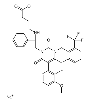 sodium,4-[[(1R)-2-[5-(2-fluoro-3-methoxyphenyl)-3-[[2-fluoro-6-(trifluoromethyl)phenyl]methyl]-4-methyl-2,6-dioxopyrimidin-1-yl]-1-phenylethyl]amino]butanoate