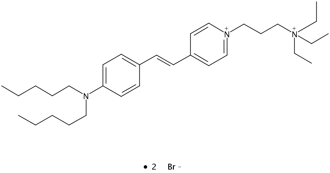 NeurotransGreen C<sub>5</sub> [N-(3-Triethylammoniumpropyl)-4-(4-(dipentylamino)styryl)pyridinium dibromide], FM<sup>®</sup> 1-83, TM of Molecular Probes