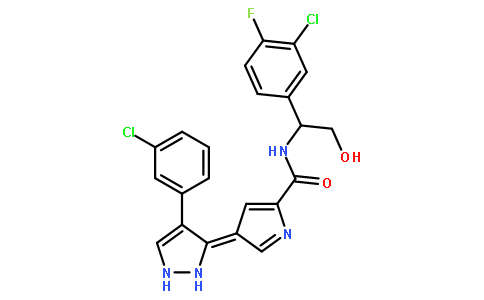 N-[1-(3-chloro-4-fluorophenyl)-2-hydroxyethyl]-4-[4-(3-chlorophenyl)-1,2-dihydropyrazol-3-ylidene]pyrrole-2-carboxamide