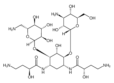 D-Streptamine, O-3-amino-3-deoxy-α-D-glucopyranosyl-(1→6)-O-[6-amino-6-deoxy-α-D-glucopyranosyl-(1→4)]-N1,N3-bis[(2S)-4-amino-2-hydroxy-1-oxobutyl]-2-deoxy