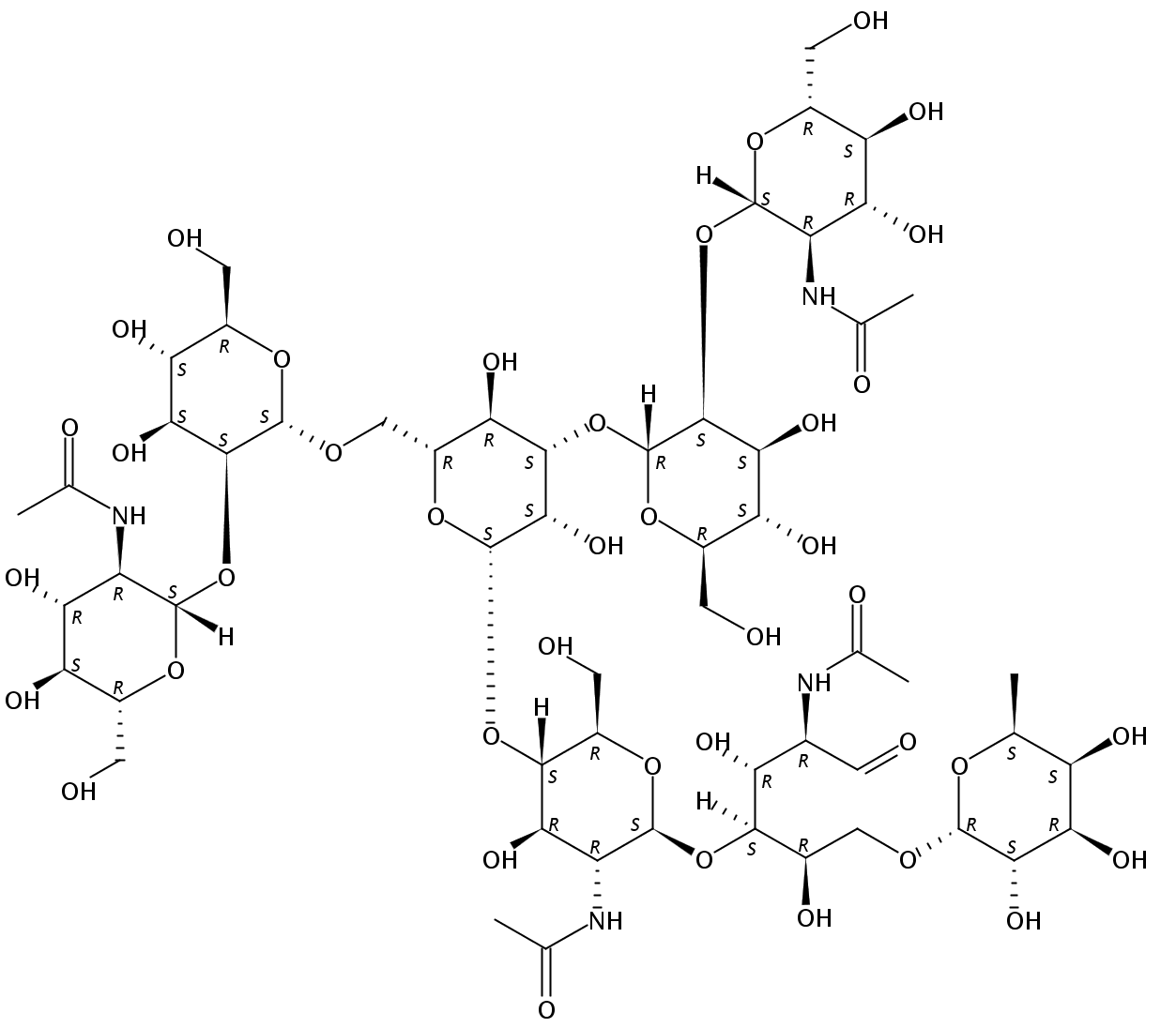 Asialo, agalacto, biantennary fucosylated (NGA2F)