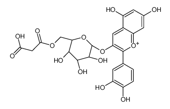 2-(3,4-二羟基苯基)-5,7-二羟基色烯正离子-3-基 6-O-(羧基乙酰基)-β-D-吡喃葡萄糖苷