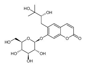 6-((R)-2,3-dihydroxy-3-methylbutyl)-7-(((2S,3R,4S,5S,6R)-3,4,5-trihydroxy-6-(hydroxymethyl)tetrahydro-2H-pyran-2-yl)oxy)-2H-chromen-2-one