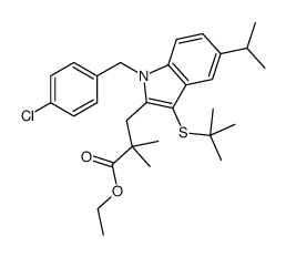 ethyl 3-[3-tert-butylsulfanyl-1-[(4-chlorophenyl)methyl]-5-propan-2-ylindol-2-yl]-2,2-dimethylpropanoate