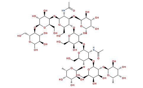 α-Fuc-(1→2)-β-Gal-(1→3)-[α-Fuc-(1→4)]-β-GlcNAc-(1→3)-β-Gal-(1→4)-[α-Fuc-(1→3)]-β-GlcNAc-(1→3)-β-Gal-(1→4)-Glc