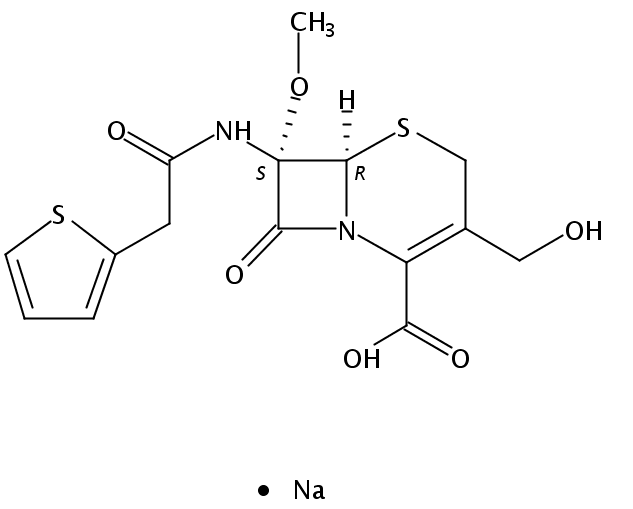 sodium,(6R,7R)-3-(hydroxymethyl)-7-methoxy-8-oxo-7-[(2-thiophen-2-ylacetyl)amino]-5-thia-1-azabicyclo[4.2.0]oct-2-ene-2-carboxylate