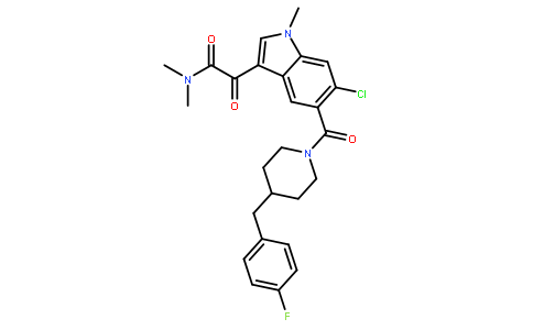 2-[6-chloro-5-[4-[(4-fluorophenyl)methyl]piperidine-1-carbonyl]-1-methylindol-3-yl]-N,N-dimethyl-2-oxoacetamide