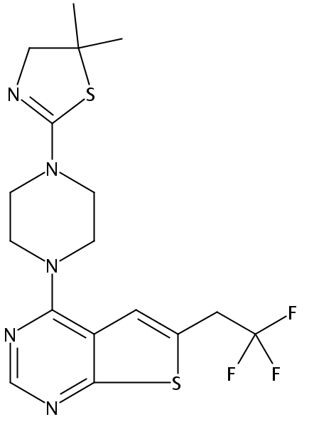 4-(4-(5,5-diMethyl-4,5-dihydrothiazol-2-yl)piperazin-1-yl)-6-(2,2,2-trifluoroethyl)thieno[2,3-d]pyriMidin