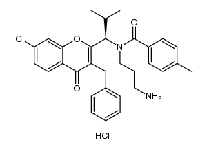 Benzamide, N-​(3-​aminopropyl)​-​N-​[(1R)​-​1-​[7-​chloro-​4-​oxo-​3-​(phenylmethyl)​-​4H-​1-​benzopyran-​2-​yl]​-​2-​methylpropyl]​-​4-​methyl-​, hydrochloride