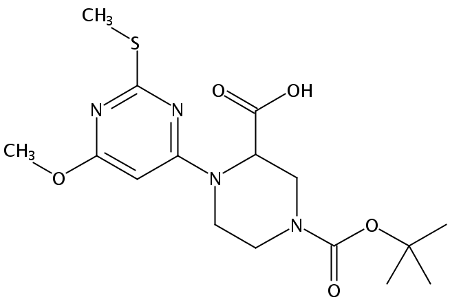 4-(tert-Butoxycarbonyl)-1-(6-methoxy-2-(methylthio)pyrimidin-4-yl)piperazine-2-carboxylic acid