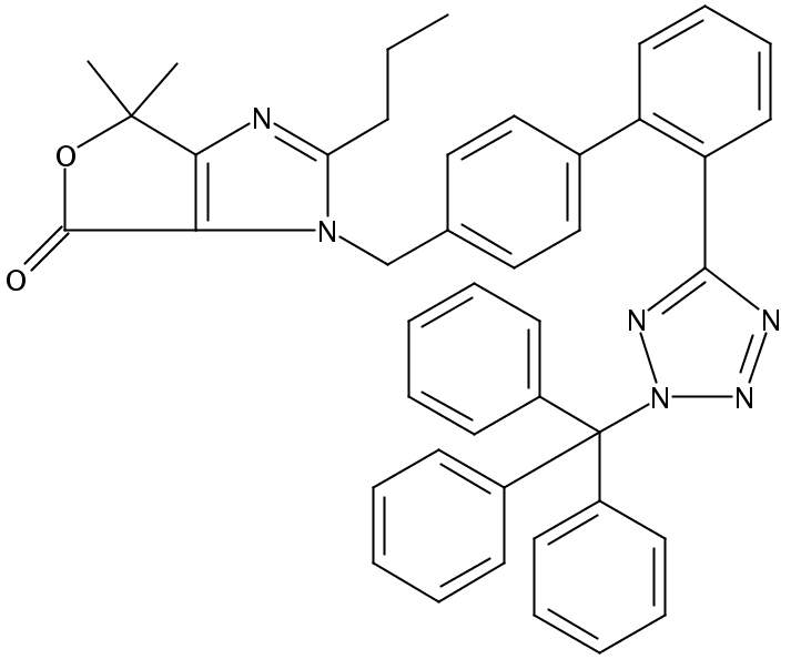3,​6-​Dihydro-​6,​6-​dimethyl-​2-​propyl-​3-​[[2'-​[2-​(triphenylmethyl)​-​2H-​tetrazol-​5-​yl]​[1,​1'-​biphenyl]​-​4-​yl]​methyl]​-4H-​furo[3,​4-​d]​imidazol-​4-​one