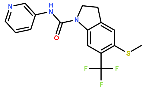2,3-二氢-5-(甲基硫代)-n-3-吡啶-6-(三氟甲基)-(1h)-吲哚-1-羧酰胺