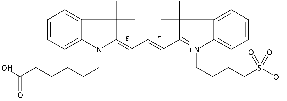2-[3-[1-羧基戊基-1,3-二氢-3,3-二甲基-2H-吲哚-2-亚基]-丙烯基]-3,3-二甲基-1-(4-硫代丁基)-3H-吲哚鎓氢氧化物,内盐