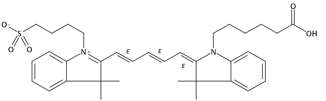 2-[5-[1-羧基戊基-1,3-二氢-3,3-二甲基-2H-吲哚-2-亚基]-戊-1,3-二烯基]-3,3-二甲基-1-(4-硫代丁基)-3H-吲哚鎓氢氧化物,内盐
