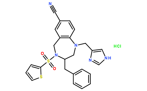 (R)-1-((1H-Imidazol-4-yl)methyl)-3-benzyl-4-(thiophen-2-ylsulfonyl)-2,3,4,5-tetrahydro-1H-benzo[e][1,4]diazepine-7-carbonitrile hydrochloride