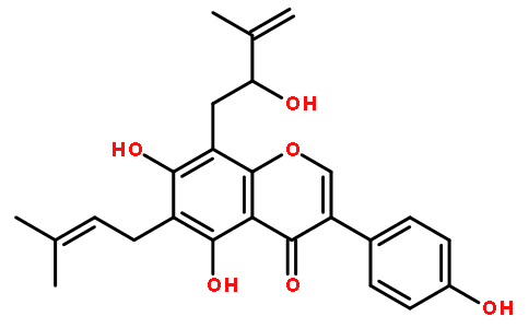 4H-1-苯并吡喃-4-酮,5,7-二羟基-8-(2-羟基-3-甲基-3-丁烯-1-基)-3-(4-羟基苯基)-6-(3-甲基-2-丁烯-1-基)-