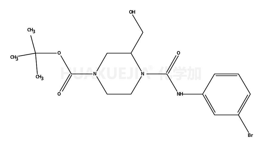 • 1-Piperazinecarboxylic acid, 4-[[(3-bromophenyl)amino]carbonyl]-3-(hydroxymethyl)-, 1,1-dimethylethyl ester