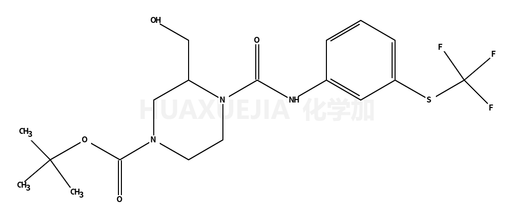 • 1-Piperazinecarboxylic acid, 3-(hydroxymethyl)-4-[[[3-[(trifluoromethyl)thio]phenyl]amino]carbonyl]-, 1,1-dimethylethyl ester