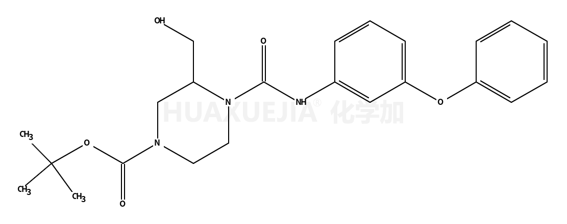 • 1-Piperazinecarboxylic acid, 3-(hydroxymethyl)-4-[[(3-phenoxyphenyl)amino]carbonyl]-, 1,1-dimethylethyl ester