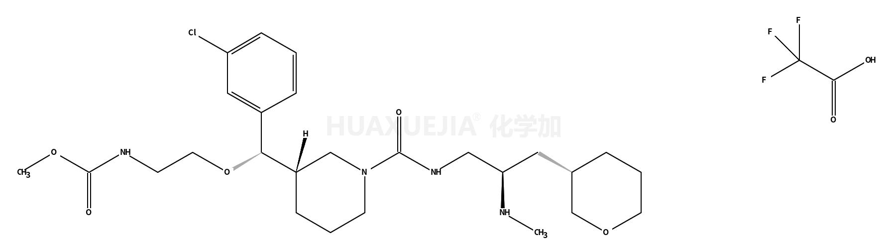 N-[2-[(R)-(3-氯苯基)[(3R)-1-[[[(2S)-2-(甲基氨基)-3-[(3R)-四氢-2H-吡喃-3-基]丙基]氨基]羰基]-3-哌啶基]甲氧基]乙基]氨基甲酸甲酯，2,2,2-三氟乙酸盐