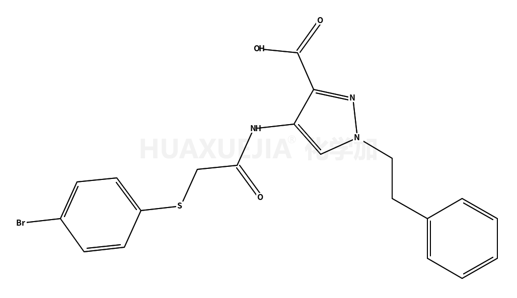 4-(2-(4-bromophenylthio)acetamido)-1-phenethyl-1H-pyrazole-3-carboxylic acid