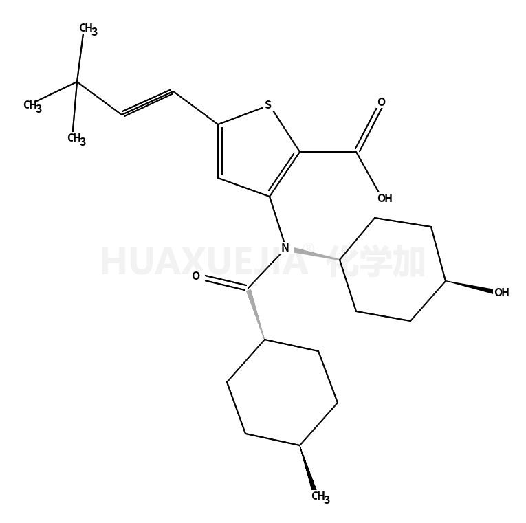 5-(3,3-dimethylbut-1-ynyl)-3-[(4-hydroxycyclohexyl)-(4-methylcyclohexanecarbonyl)amino]thiophene-2-carboxylic acid
