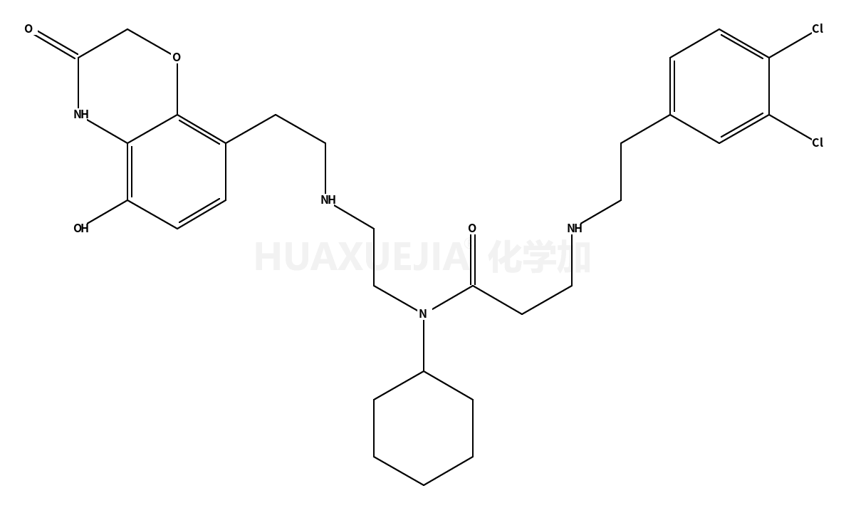 N-Cyclohexyl-N3-[2-(3,4-dichlorophenyl)ethyl]-N-(2-{[2-(5-hydroxy-3-oxo-3,4-dihydro-2H-1,4-benzoxazin-8-yl)ethyl]amino}ethyl)-β-alaninamide