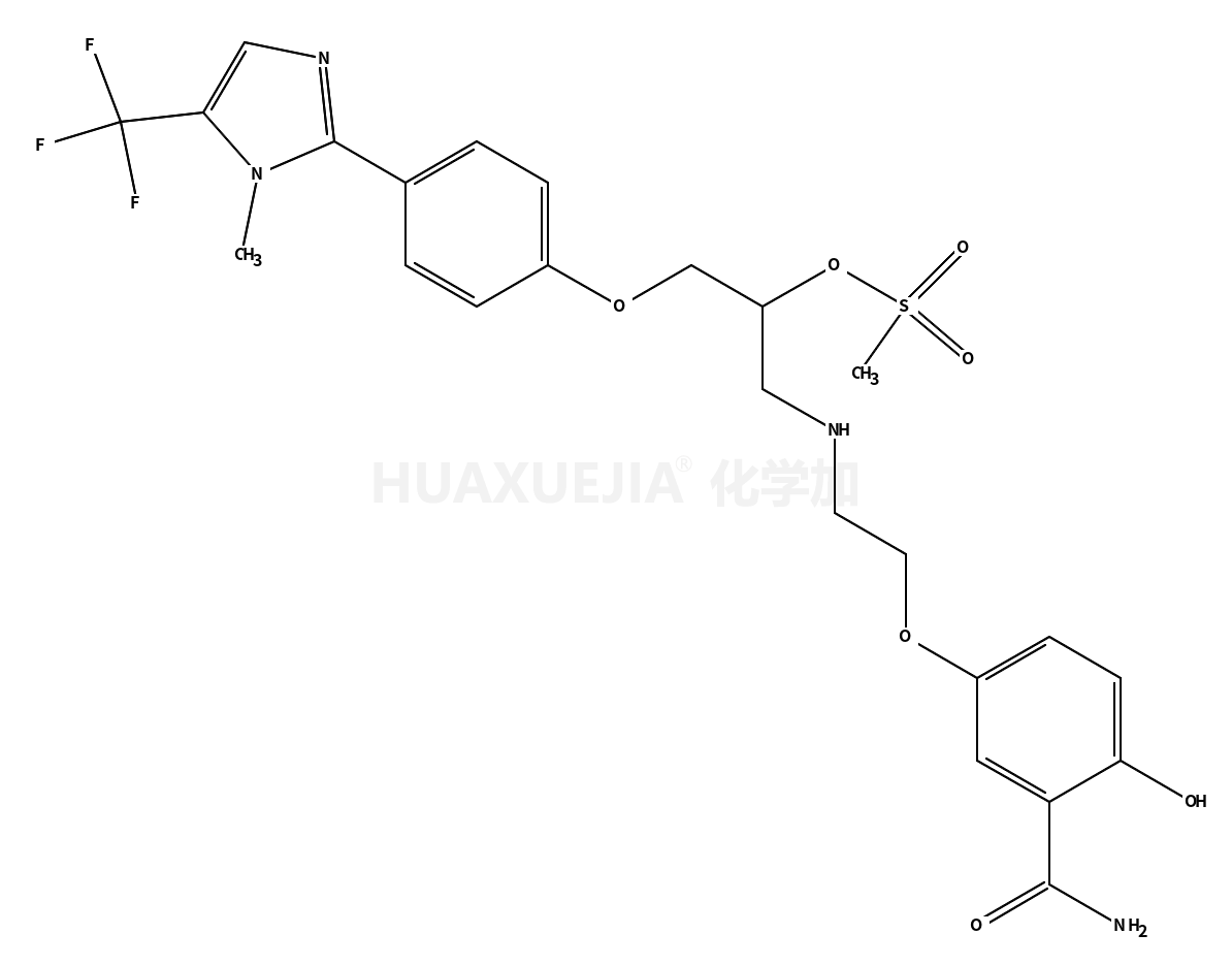 1-[2-((3-氨基甲酰-4-羟基)苯氧基)乙胺基]-3-[4-(1-甲基-4-三氟甲基-2-咪唑基)苯氧基]-2-丙醇二盐酸