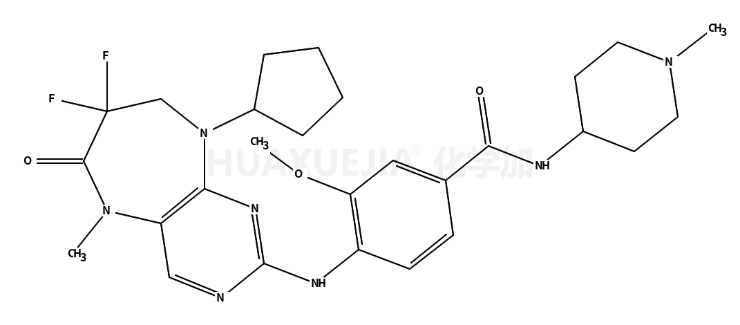 4-[(9-Cyclopentyl-7,7-difluoro-5-methyl-6-oxo-6,7,8,9-tetrahydro- 5H-pyrimido[4,5-b][1,4]diazepin-2-yl)amino]-3-methoxy-N-(1-methyl -4-piperidinyl)benzamide