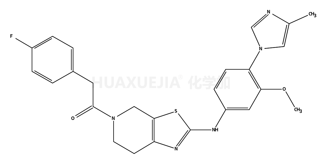 2-(4-fluorophenyl)-1-[2-[3-methoxy-4-(4-methylimidazol-1-yl)anilino]-6,7-dihydro-4H-[1,3]thiazolo[5,4-c]pyridin-5-yl]ethanone