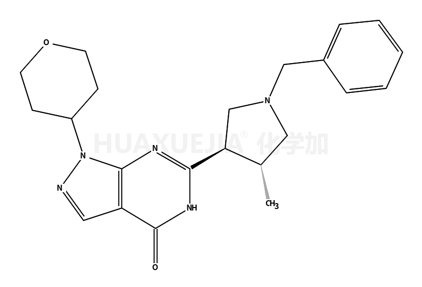 1,5-二氢-6-[(3S,4S)-4-甲基-1-苄基-3-吡咯烷基]-1-(四氢-2H-吡喃-4-基)-4H-吡唑并[3,4-d]嘧啶-4-酮