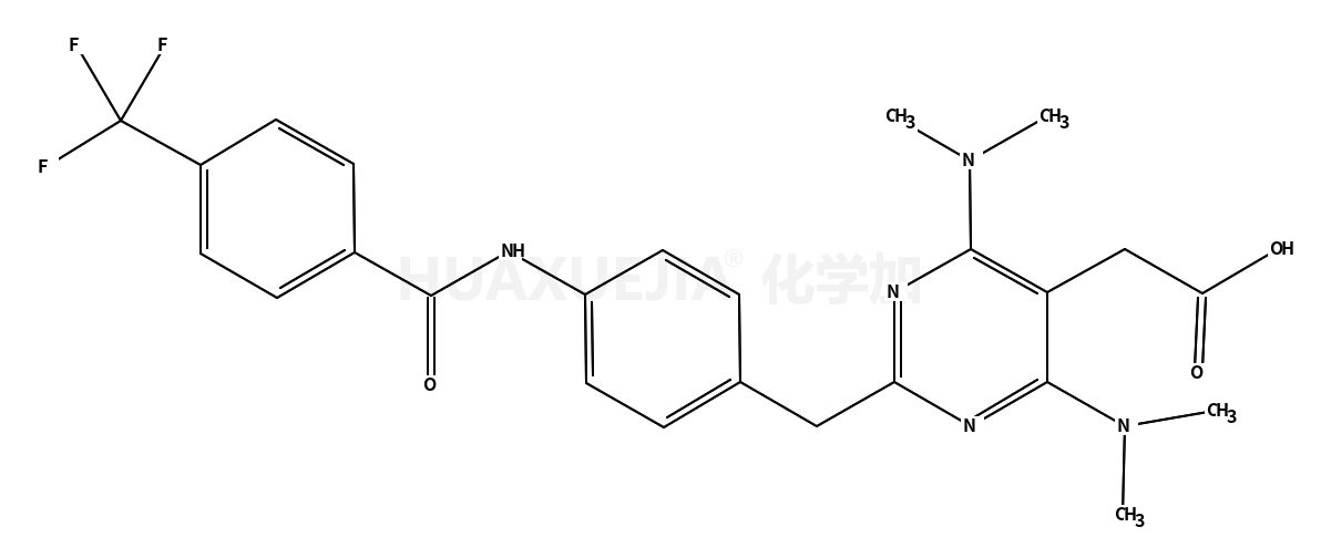 2-[4,6-bis(dimethylamino)-2-[[4-[[4-(trifluoromethyl)benzoyl]amino]phenyl]methyl]pyrimidin-5-yl]acetic acid