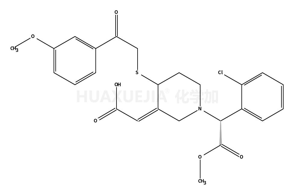 (2Z)-2-[1-[(1S)-1-(2-chlorophenyl)-2-methoxy-2-oxoethyl]-4-[2-(2-methoxyphenyl)-2-oxoethyl]sulfanylpiperidin-3-ylidene]acetic acid