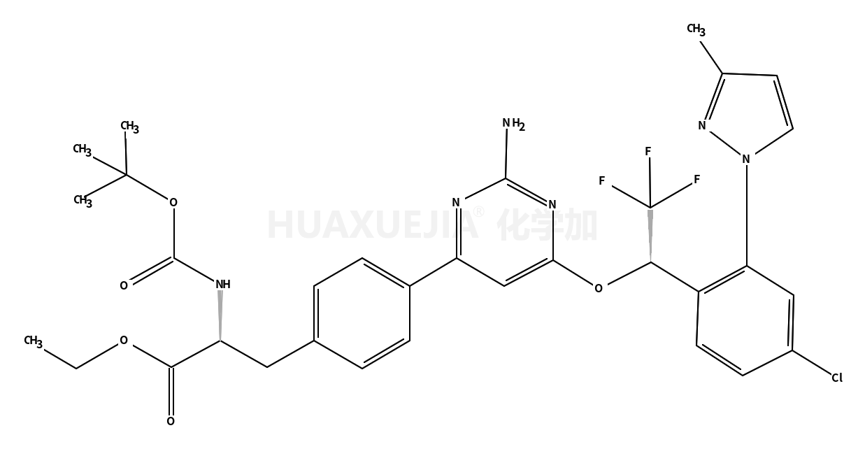 (S)-ethyl 3-(4-(2-amino-6-((R)-1-(4-chloro-2-(3-methyl-1H-pyrazol-1-yl)phenyl)-2,2,2-trifluoroethoxy)pyrimidin-4-yl)phenyl)-2-(tert-butoxycarbonylamino)propanoate