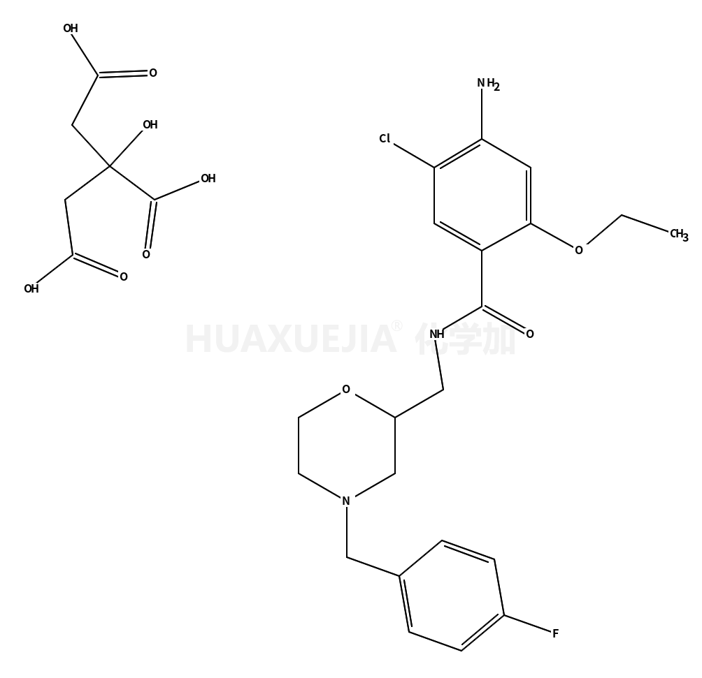 4-氨基-5-氯-2-乙氧基-N-[[4-(4-氟苄基)-2-吗啉基]甲基]苯甲酰胺枸橼酸盐