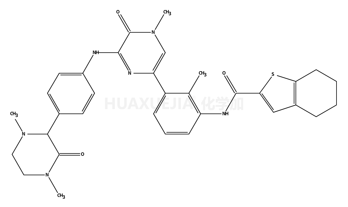 N-[3-[6-[[4-(1,4-二甲基-3-氧代-2-哌嗪基)苯基]氨基]-4,5-二氢-4-甲基-5-氧代-2-吡嗪基]-2-甲基苯基]-4,5,6,7-四氢苯并[b]噻吩-2-甲酰胺