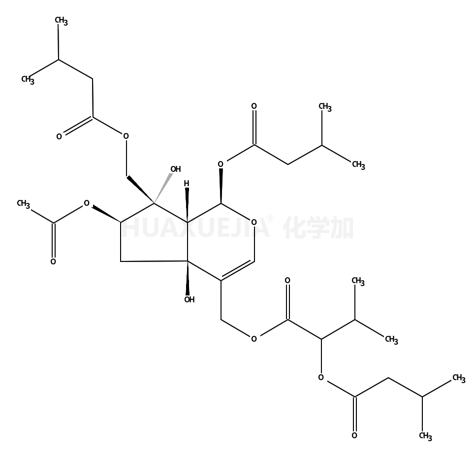 ((1S,4aR,6S,7R,7aS)-6-acetoxy-4a,7-dihydroxy-1-((3-methylbutanoyl)oxy)-7-(((3-methylbutanoyl)oxy)methyl)-1,4a,5,6,7,7a-hexahydrocyclopenta[c]pyran-4-yl)methyl 3-methyl-2-((3-methylbutanoyl)oxy)butanoate