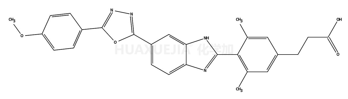 3-(4-(6-(5-(4-methoxyphenyl)-1,3,4-oxadiazol-2-yl)-1H-benzo[d]imidazol-2-yl)-3,5-dimethylphenyl)propanoic acid
