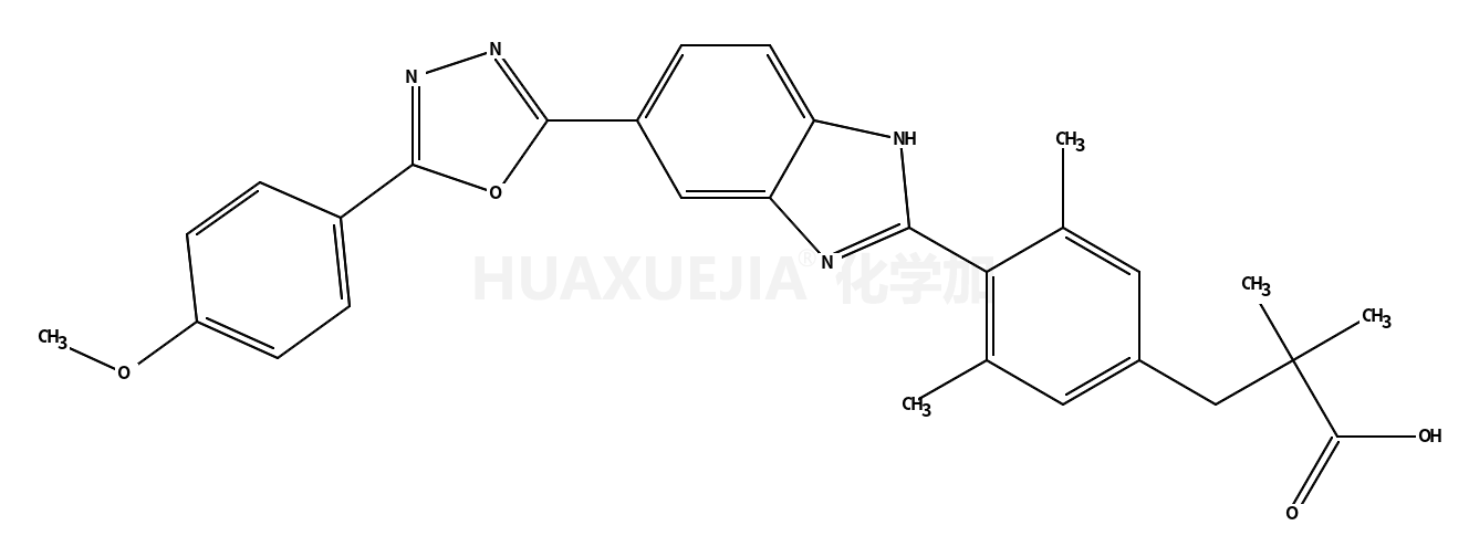 3-(4-(6-(5-(4-methoxyphenyl)-1,3,4-oxadiazol-2-yl)-1H-benzo[d]imidazol-2-yl)-3,5-dimethylphenyl)-2,2-dimethylpropanoic acid